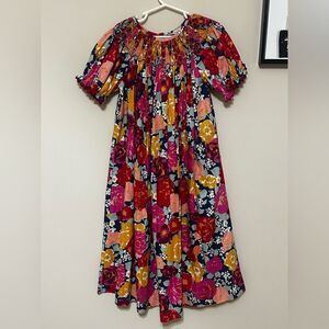 “Banana Split” Floral Smocked Dress  size 8